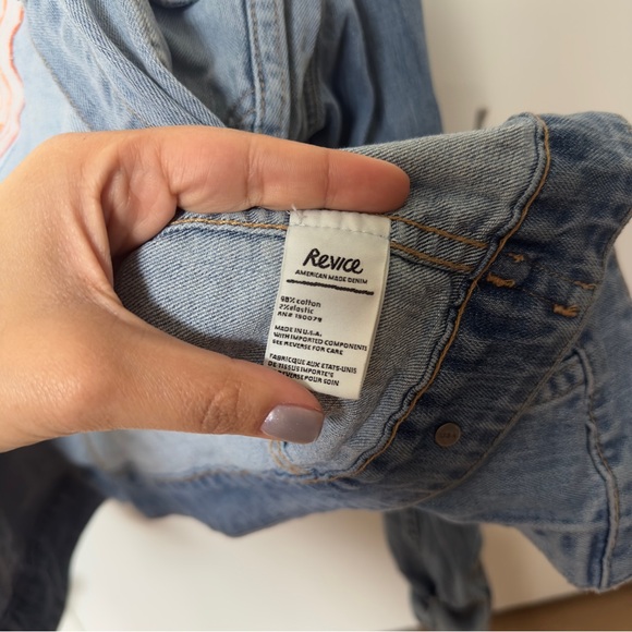 REVICE Light Blue Denim Jacket with Rainbow 'Dream State' Back Patch - Picture 6 of 7